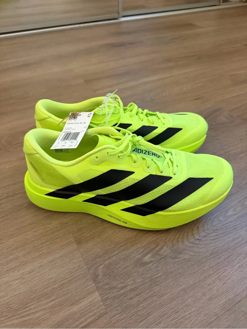 NEW ✨ Adidas Adizero Evo SL - Women's 11.5 / Men's 10 - Neon Yellow / Black ✨
